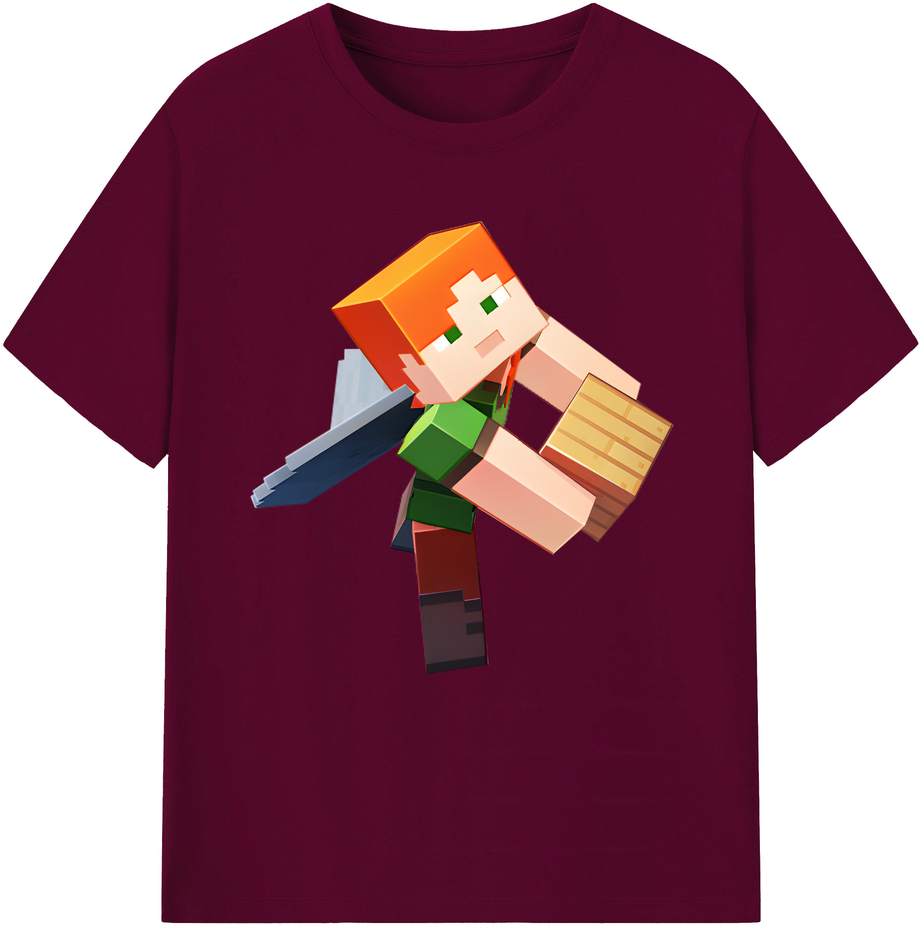 （画像用） マインクラフト ブロックの世界 Minecraft MC Block world レディースカジュアルプリントTシャツ（綿100％）